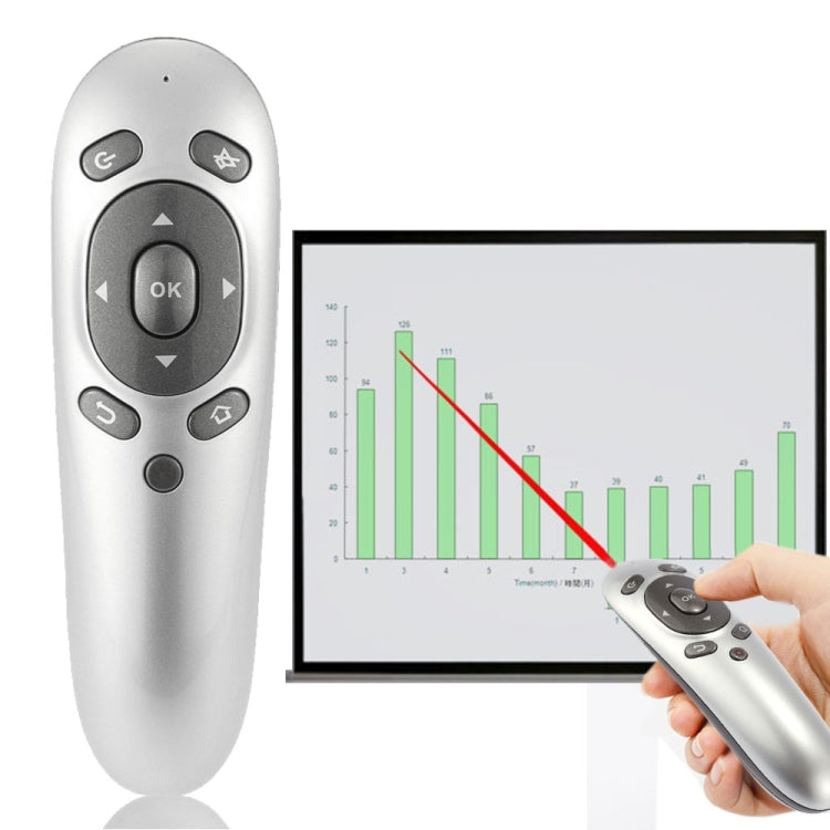 Frendorf | PR-07 2.4G Multifunktionale 6-Achsen-Gyroskop-PC-Drahtlose-Präsentationsfernbedienung PPT-Präsentation Luftmaus, Unterstützt Windows XP / Vista / Win7 / Win8 / Android 4.0 und höher, Effektive Reichweite: 15m(Grau)