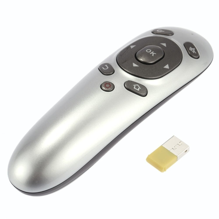 Frendorf | PR-07 2.4G Multifunktionale 6-Achsen-Gyroskop-PC-Drahtlose-Präsentationsfernbedienung PPT-Präsentation Luftmaus, Unterstützt Windows XP / Vista / Win7 / Win8 / Android 4.0 und höher, Effektive Reichweite: 15m(Grau)