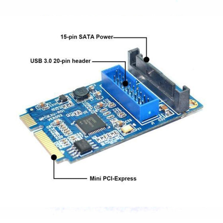 Frendorf | MINI PCI-E zu USB 3.0 Front 19 Pin Desktop PC Erweiterungskarte (Blau)