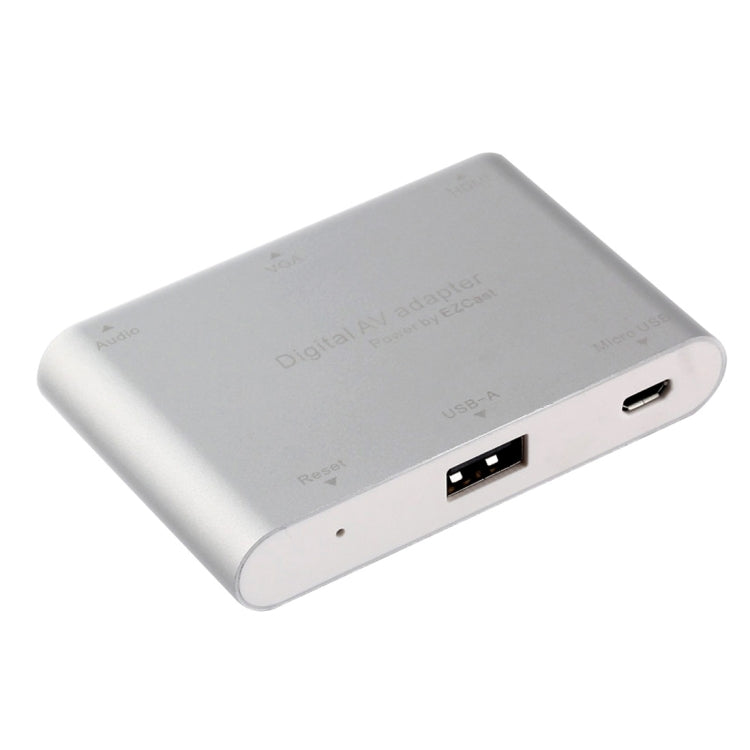 Frendorf | P27 Metallabdeckung Micro USB zu HDMI + VGA HDTV Converter Digital AV Adapter, Power by EZCast, Unterstützung für iOS / Android / Windows System (Silber)