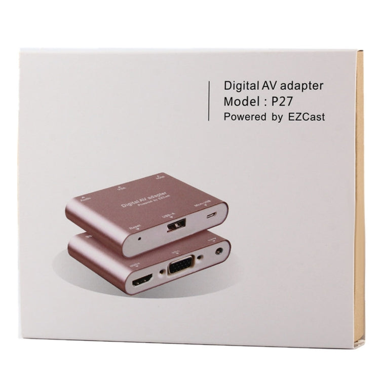 Frendorf | P27 Metallabdeckung Micro USB zu HDMI + VGA HDTV Converter Digital AV Adapter, Power by EZCast, Unterstützung für iOS / Android / Windows System (Silber)