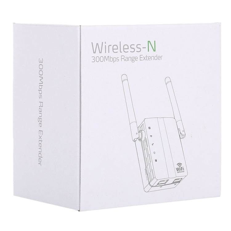 Frendorf | 300Mbps Wireless-N Reichweitenverlängerer WiFi Repeater Signalverstärker Netzwerkrouter mit 2 externen Antennen, EU-Stecker (Schwarz)
