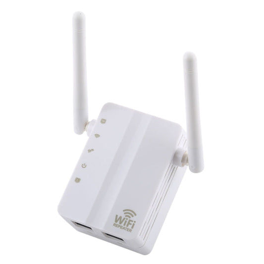 Frendorf | 300Mbps Wireless-N Reichweitenverlängerer WiFi Repeater Signalverstärker Netzwerkrouter mit 2 externen Antennen, EU-Stecker (Weiß)