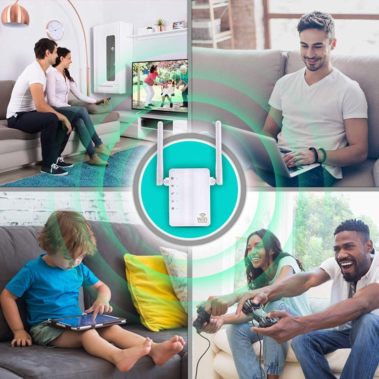 Frendorf | 300Mbps Wireless-N Reichweitenverlängerer WiFi Repeater Signalverstärker Netzwerkrouter mit 2 externen Antennen, EU-Stecker (Weiß)