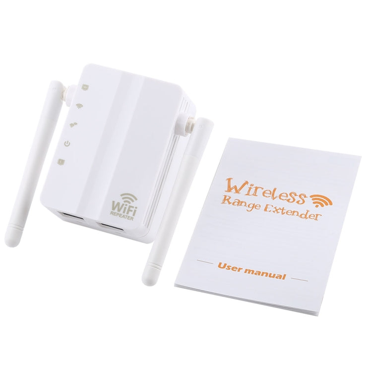 Frendorf | 300Mbps Wireless-N Reichweitenverlängerer WiFi Repeater Signalverstärker Netzwerkrouter mit 2 externen Antennen, EU-Stecker (Weiß)