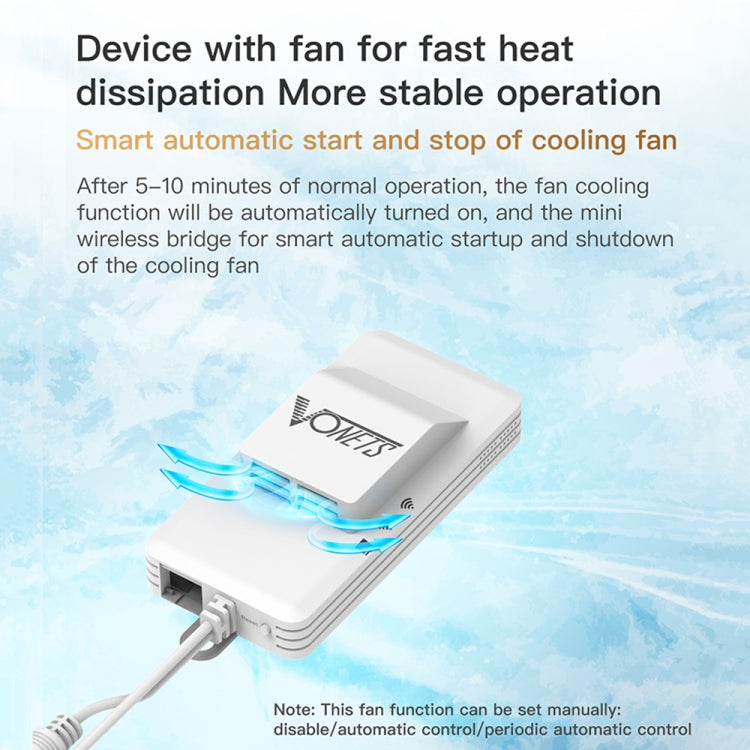 Frendorf | VONETS VAP11AC 5G / 2.4G Mini Wireless Bridge mit Lüfterversion 300Mbps + 900Mbps WiFi Repeater, Unterstützung von Videoüberwachung & Steuerung(Weiß)