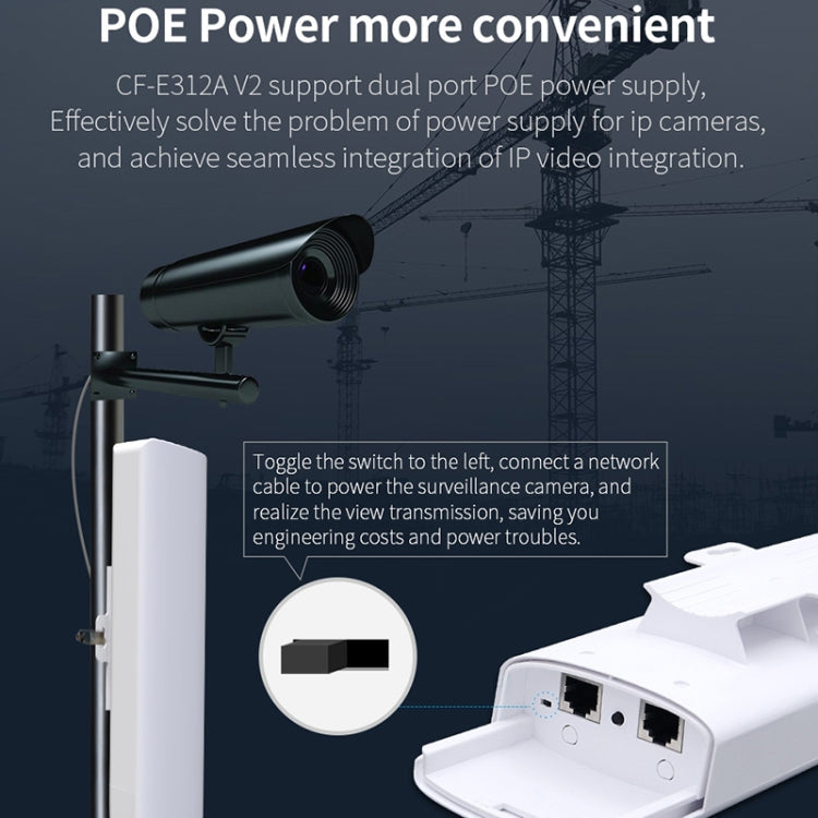 Frendorf | COMFAST CF-E312A Qualcomm AR9344 5.8GHz 300Mbps/s Outdoor ABS Wireless-Netzwerkbrücke mit POE-Adapter