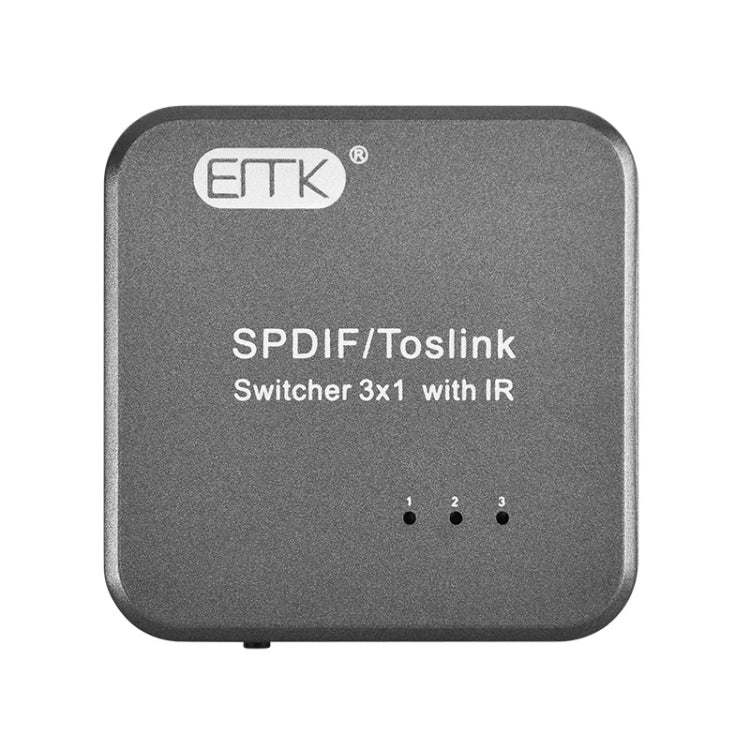 Frendorf | EMK SPDIF/TosLink Digital Optical Audio 3x1 Switcher mit IR-Controller (Grau)