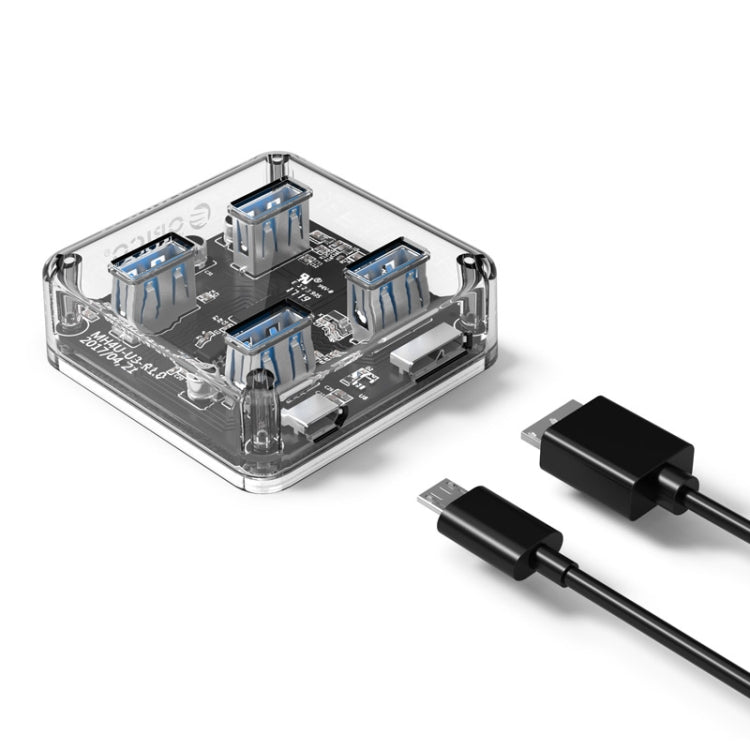 Frendorf | ORICO MH4U-30 USB 3.0 Transparenter Desktop HUB mit 30cm Micro USB Kabel