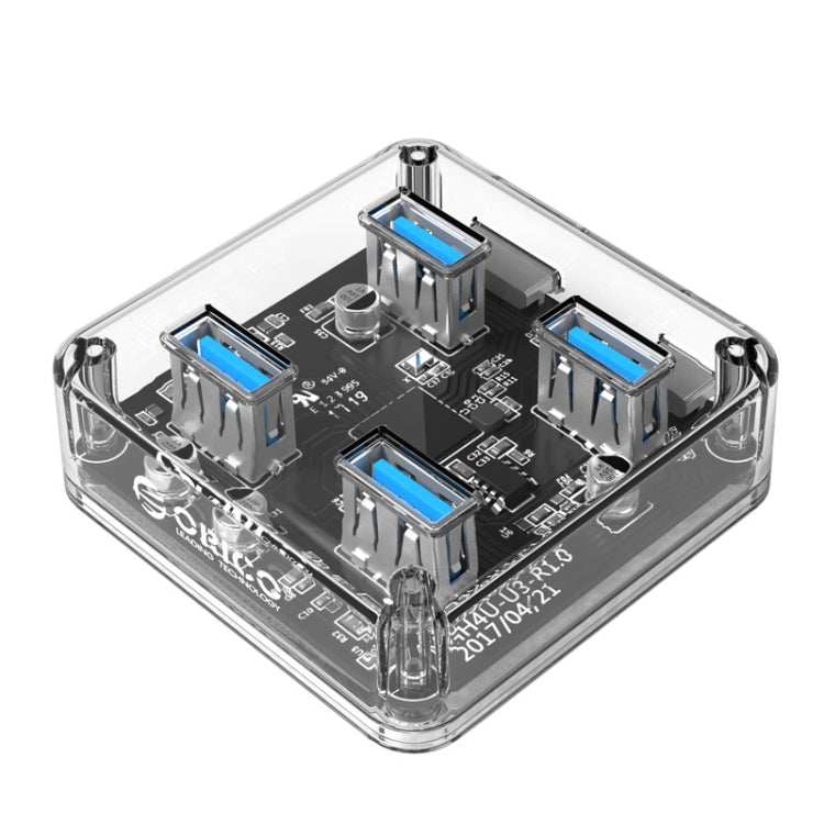 Frendorf | ORICO MH4U-30 USB 3.0 Transparenter Desktop HUB mit 30cm Micro USB Kabel