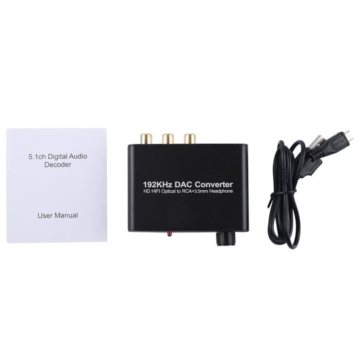 Frendorf | 192KHz DAC Converter HD HIFI Optisch zu RCA+3.5mm Kopfhörer 5.1 Kanal Digital Audio Converter mit Lautstärkeregelung