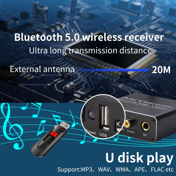 Frendorf | NK-Q8 Bluetooth Audio Adapter DAC Converter mit Fernbedienung, UK Stecker
