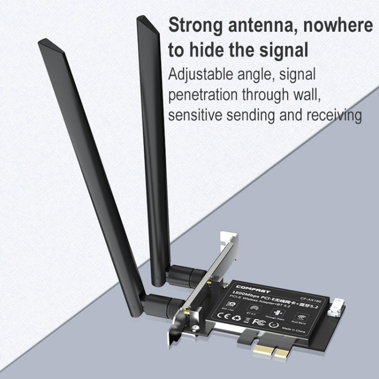 Frendorf | COMFAST CF-AX180 1800Mbps PCI-E Bluetooth 5.2 Dual Frequency Gaming WiFi 6 Wireless Netzwerkadapter ohne Kühlkörper
