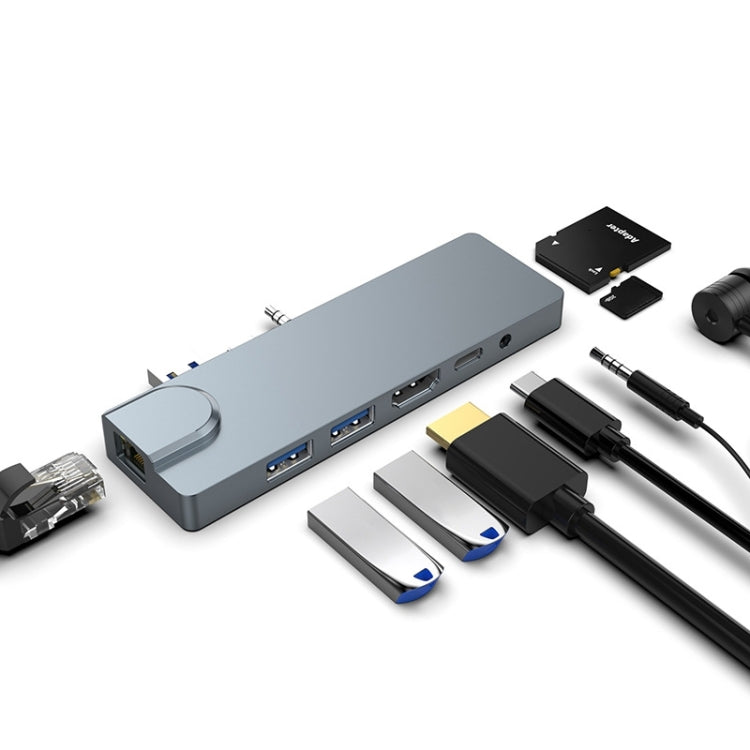 Frendorf | Rocketek SHL731 8 in 1 60W PD / RJ45 / 4K HDMI / USB 3.0 HUB Adapter für Surface Pro 3 / 4 / GO