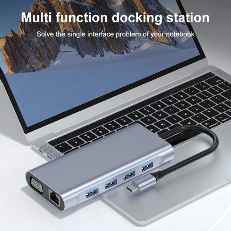 Frendorf | 11 in 1 USB-C / Type-C zu USB Dockingstation HUB Adapter (1000M Netzwerkport)