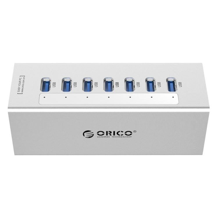 Frendorf | ORICO A3H7 Aluminium Hochgeschwindigkeits 7 Ports USB 3.0 HUB mit 12V/2.5A Stromversorgung für Laptops (Silber)