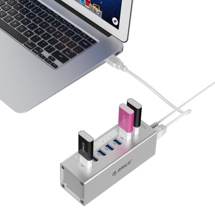 Frendorf | ORICO A3H7 Aluminium Hochgeschwindigkeits 7 Ports USB 3.0 HUB mit 12V/2.5A Stromversorgung für Laptops (Silber)
