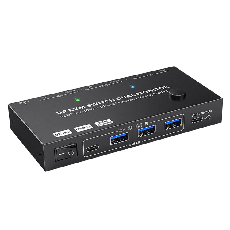 Frendorf | KC-KVM212DH 4K 60HZ USB3.0 DP Dual Display KVM Switcher mit MST Dual Screen Extension Replikation