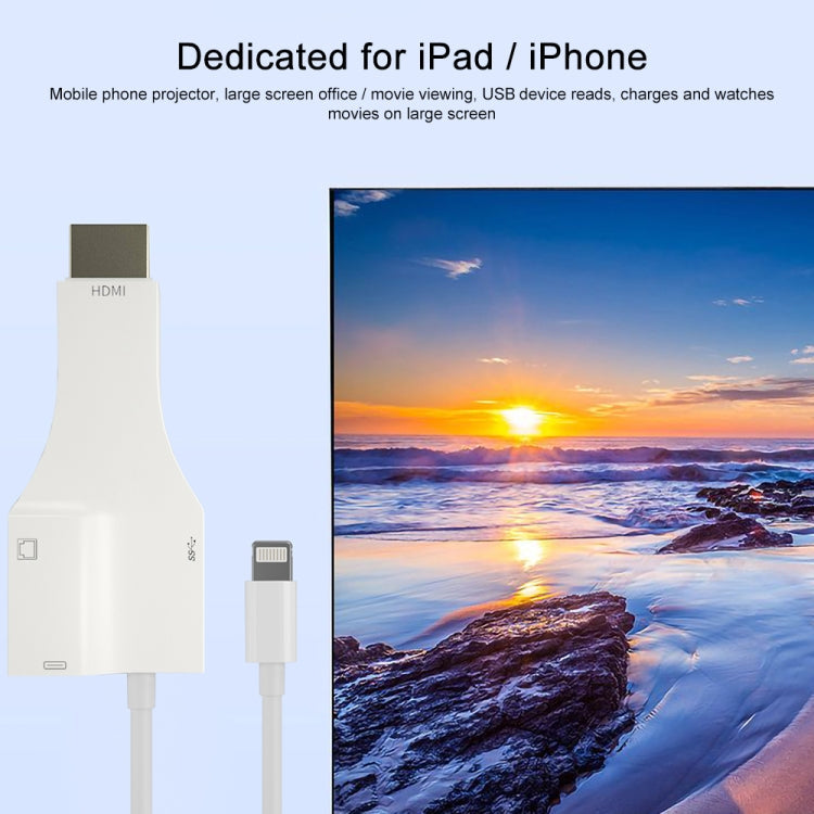 Frendorf | NK-1079 8 Pin zu HDMI männlich + USB weiblich + RJ45 weiblich Adapterkabel, Länge: 1m