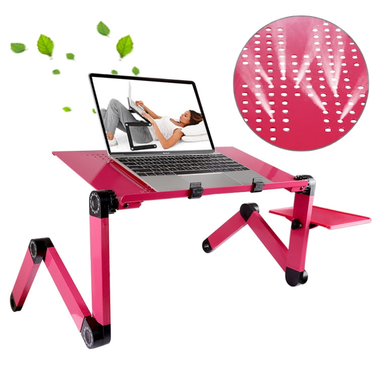 Frendorf | Tragständer aus Aluminiumlegierung, 360 Grad verstellbar und zusammenklappbar mit Mauspad für Laptop / Notebook, ohne CPU-Lüfter (Magenta)