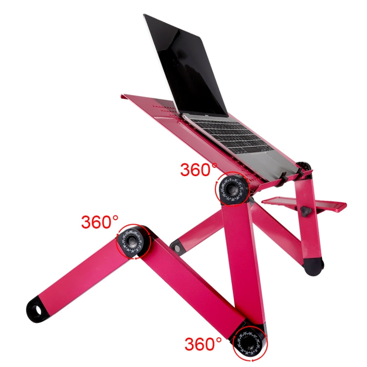 Frendorf | Tragständer aus Aluminiumlegierung, 360 Grad verstellbar und zusammenklappbar mit Mauspad für Laptop / Notebook, ohne CPU-Lüfter (Magenta)