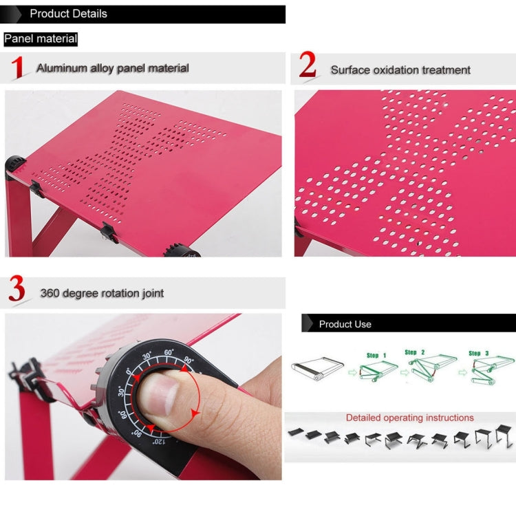 Frendorf | Tragständer aus Aluminiumlegierung, 360 Grad verstellbar und zusammenklappbar mit Mauspad für Laptop / Notebook, ohne CPU-Lüfter (Magenta)