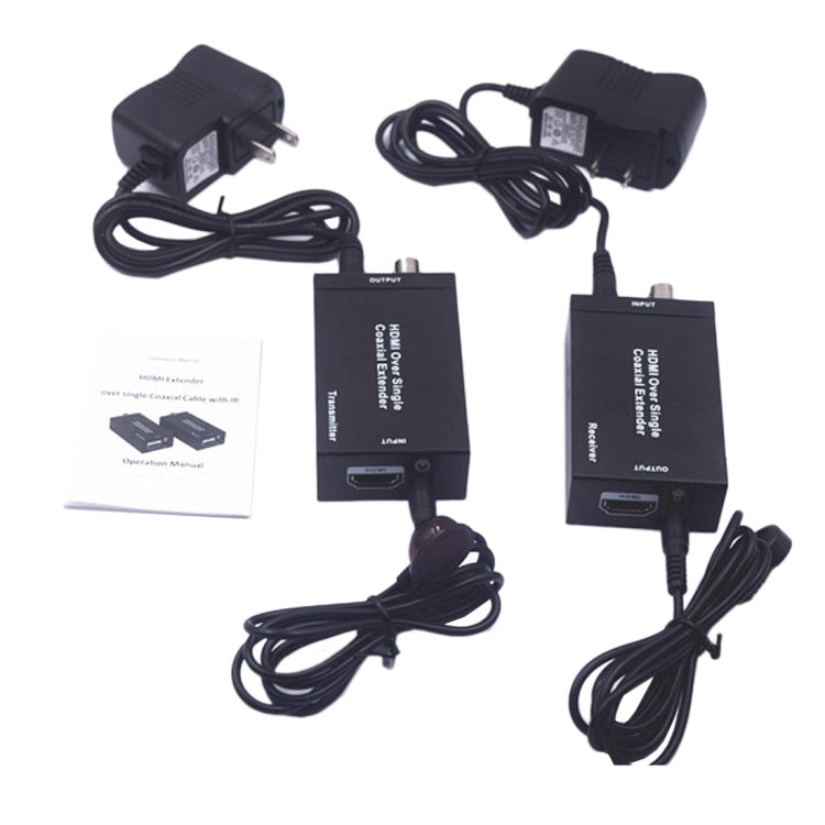 Frendorf | NK-C100IR 1080P HDMI über Einzel-Coaxial-Extender Sender + Empfänger mit IR Coaxial-Kabel, Signalreichweite bis zu 100 m (EU-Stecker)