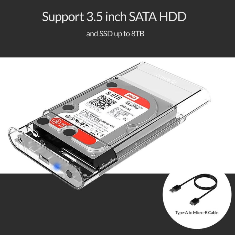 Frendorf | ORICO 3139U3 3.5 Zoll SATA HDD USB 3.0 Micro B Externe Festplattengehäuse Speichergehäuse (Transparent)