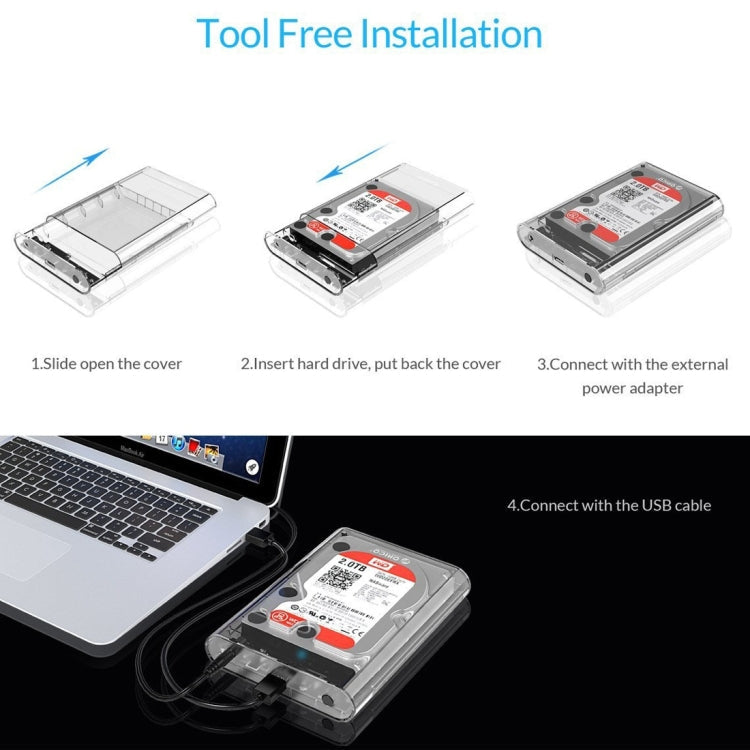 Frendorf | ORICO 3139U3 3.5 Zoll SATA HDD USB 3.0 Micro B Externe Festplattengehäuse Speichergehäuse (Transparent)