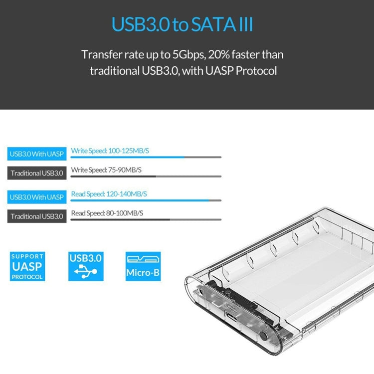 Frendorf | ORICO 3139U3 3.5 Zoll SATA HDD USB 3.0 Micro B Externe Festplattengehäuse Speichergehäuse (Transparent)