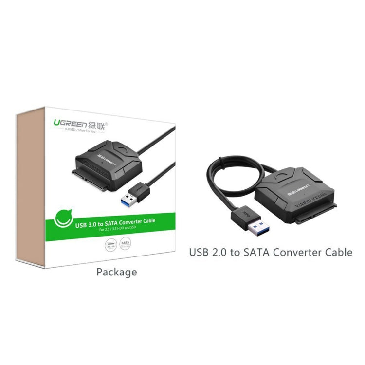 Frendorf | UGREEN USB 3.0 zu SATA Adapterkabel-Konverter für 2,5 / 3,5 Zoll Festplatte HDD und SSD, Unterstützung UASP SATA 3.0 (Schwarz)