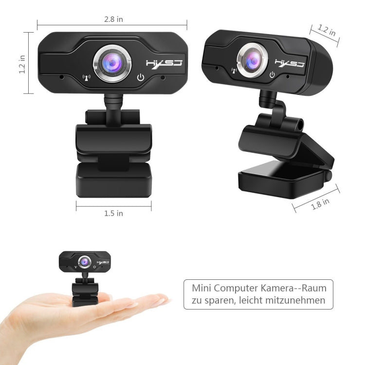 Frendorf | HXSJ S50 30fps 100 Megapixel 720P HD Webcam für Desktop / Laptop / Smart TV, mit 10m schallabsorbierendem Mikrofon, Kabellänge: 1,4m