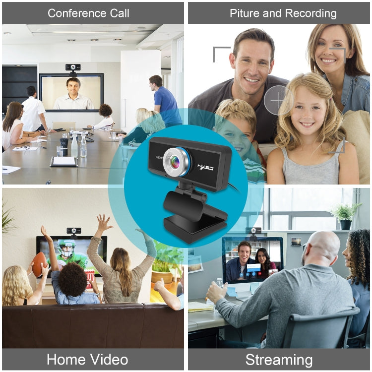 Frendorf | HXSJ S90 30fps 1 Megapixel 720P HD Webcam für Desktop / Laptop / Android TV, mit 8m schalldämpfendem Mikrofon, Kabellänge: 1,5m