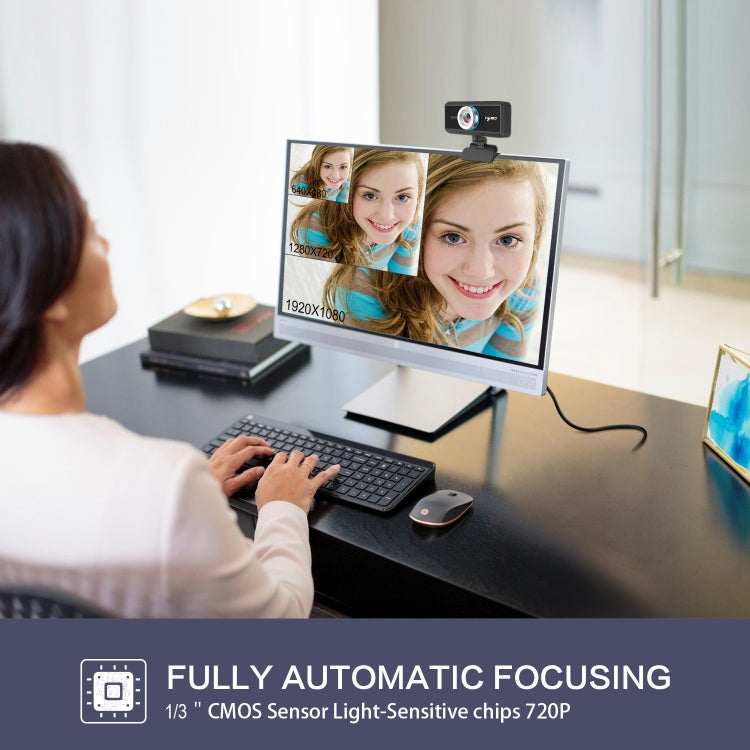 Frendorf | HXSJ S90 30fps 1 Megapixel 720P HD Webcam für Desktop / Laptop / Android TV, mit 8m schalldämpfendem Mikrofon, Kabellänge: 1,5m