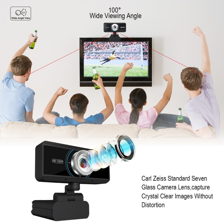 Frendorf | HXSJ S90 30fps 1 Megapixel 720P HD Webcam für Desktop / Laptop / Android TV, mit 8m schalldämpfendem Mikrofon, Kabellänge: 1,5m