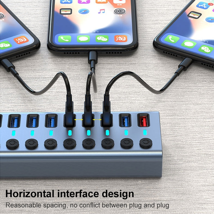 Frendorf | 11 in 1 USB 3.0 HUB Splitter mit unabhängigem Schalter & 12V 4A Netzteil