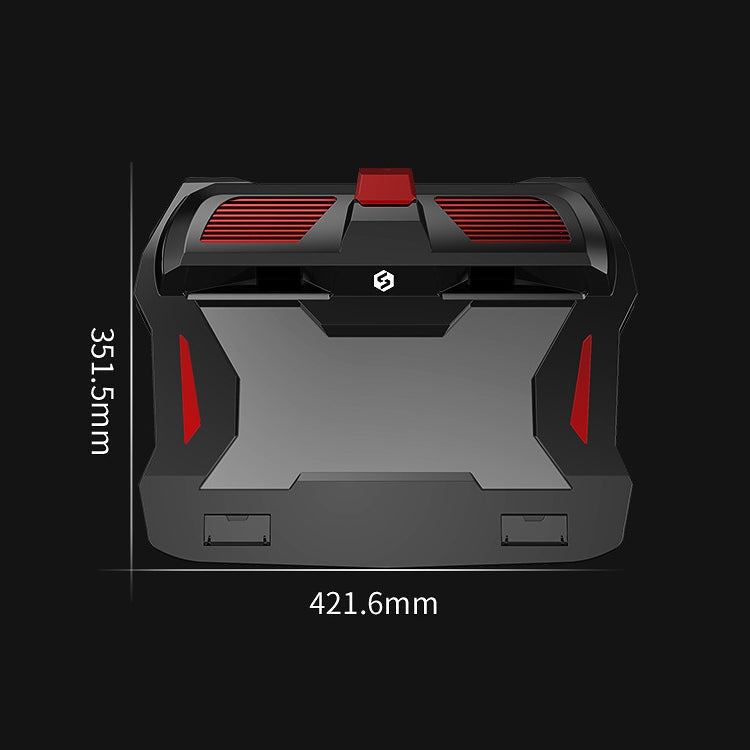 Frendorf | SSRQ-021S Rotes Licht + Adapter Version Flank Glowing Dual-Fan Laptop-Kühler Zwei-Geschwindigkeits-Einstellbare Computerbasis für Laptops unter 18 Zoll, US-Stecker