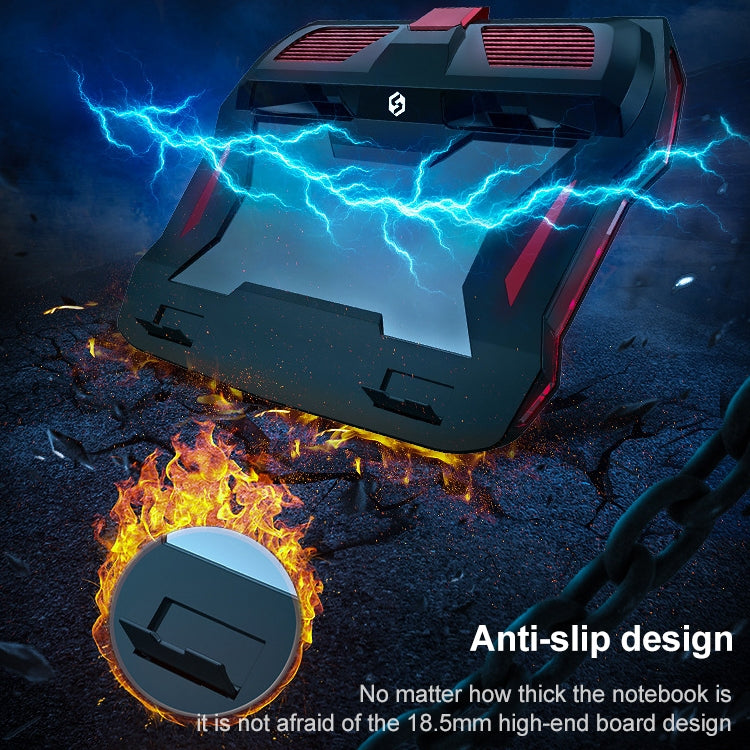 Frendorf | SSRQ-021S Rote Lichtversion Flankeneingehendes Doppel-Lüfter Laptop-Kühler Zweigeschwindigkeitsverstellbare Computerbasis für Laptops unter 18 Zoll