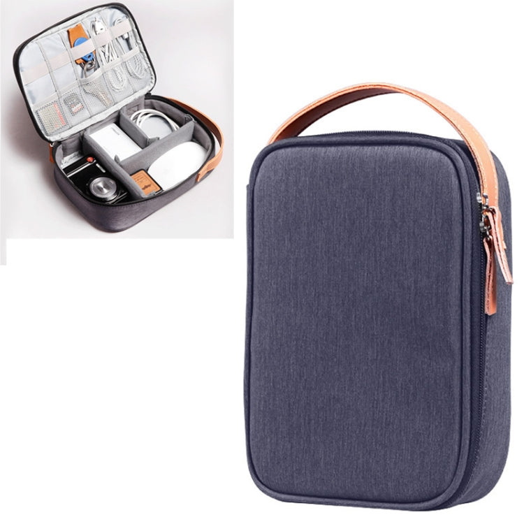 Frendorf | Multifunktionale Kopfhörer-Lade-Datenkabel-Aufbewahrungstasche, Ultra-Faser tragbares Power Pack, Größe: L, 16,5x6x23,5cm (Blau)