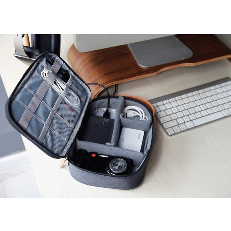 Frendorf | Multifunktionale Kopfhörer-Lade-Datenkabel-Aufbewahrungstasche, Ultra-Faser tragbares Power Pack, Größe: L, 16,5x6x23,5cm (Blau)