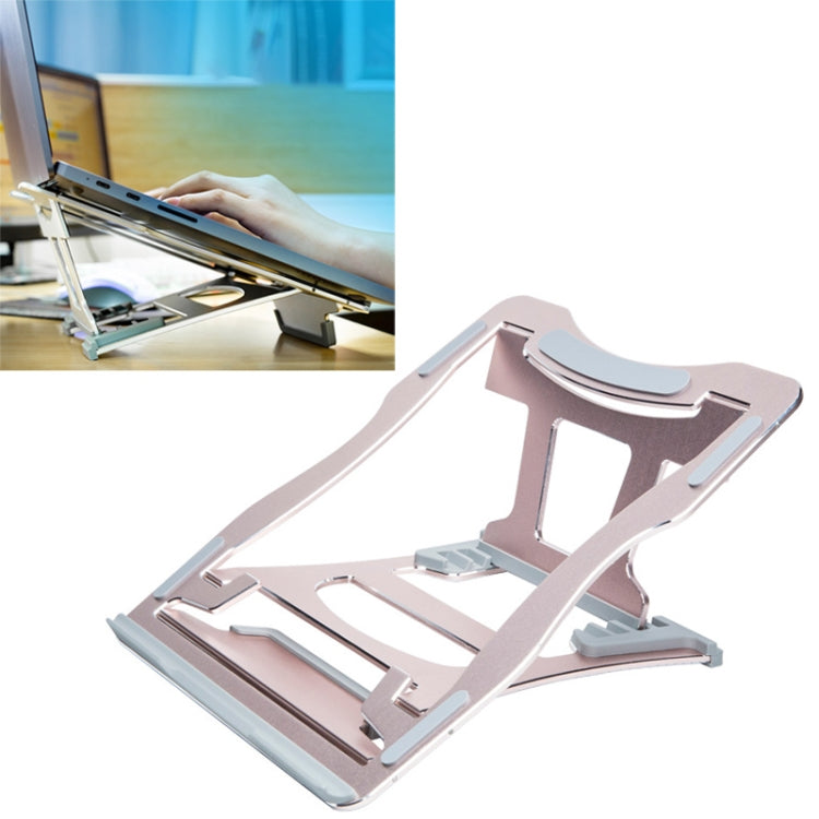Frendorf | Aluminiumlegierung Kühlhalterung Desktop Tragbares Einfaches Laptop Stativ, Sechs-Stufen Unterstützung, Größe: 21x26cm (Roségold)