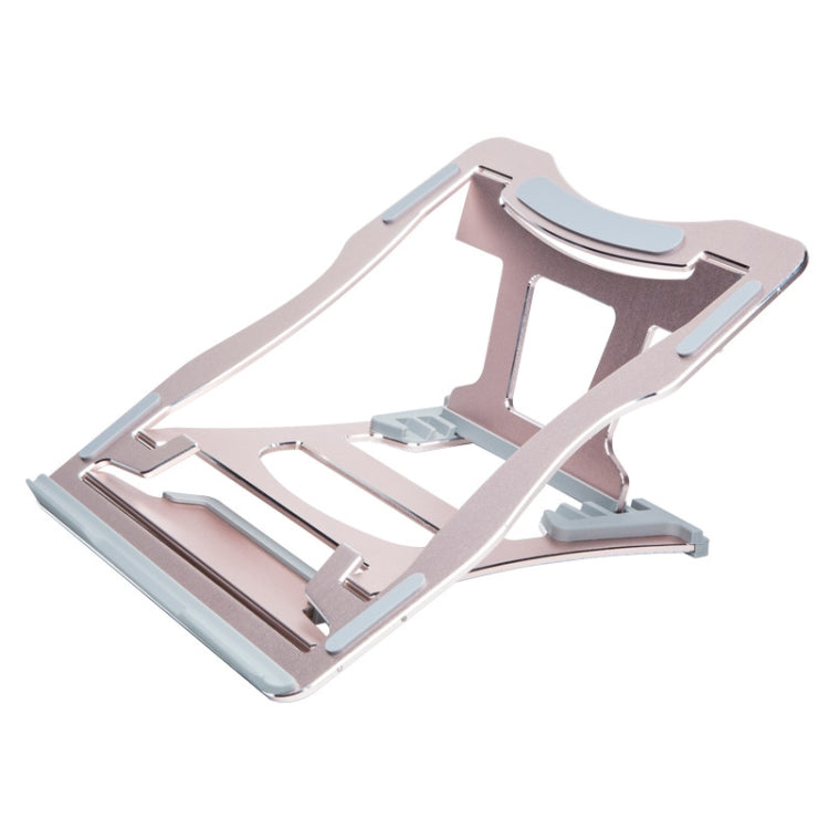 Frendorf | Aluminiumlegierung Kühlhalterung Desktop Tragbares Einfaches Laptop Stativ, Sechs-Stufen Unterstützung, Größe: 21x26cm (Roségold)