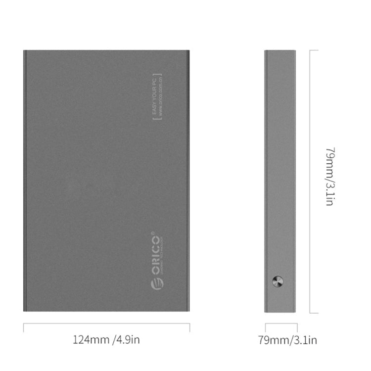 Frendorf | ORICO 2518S3 USB3.0 Externe Festplattengehäuse für 7mm & 9.5mm 2.5 Zoll SATA HDD / SSD (Silber)