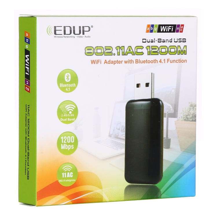 Frendorf | EDUP EP-AC1681 2 in 1 AC1200Mbps 2.4GHz & 5.8GHz Dual Band USB WiFi Adapter Externe Netzwerkkarte mit Bluetooth 4.1 Funktion