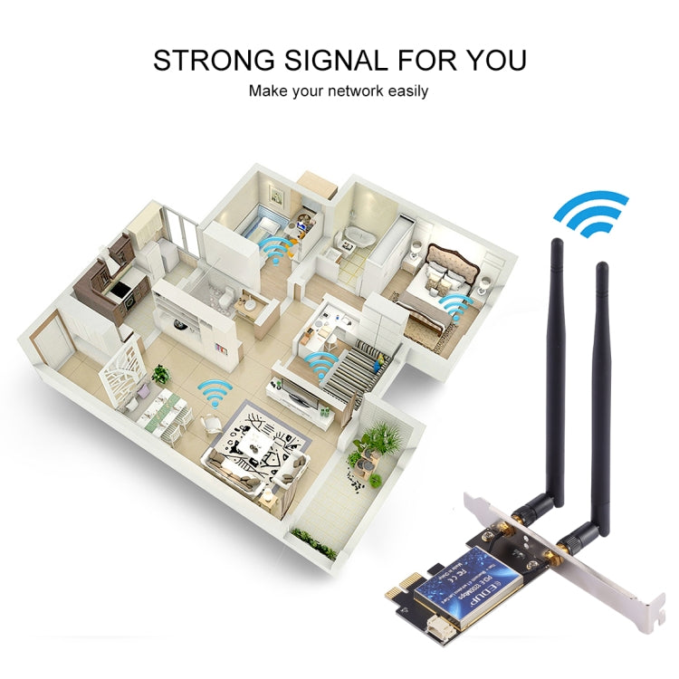 Frendorf | EDUP EP-9620 2 in 1 AC1200Mbps 2.4GHz & 5.8GHz Dual Band PCI-E 2 Antenne WiFi Adapter Externe Netzwerkkarte + Bluetooth