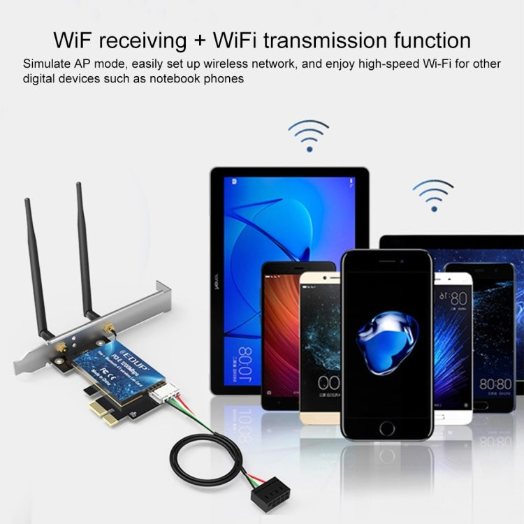 Frendorf | EDUP EP-9620 2 in 1 AC1200Mbps 2.4GHz & 5.8GHz Dual Band PCI-E 2 Antenne WiFi Adapter Externe Netzwerkkarte + Bluetooth