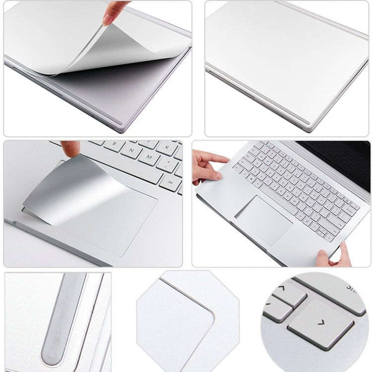 Frendorf | 4 in 1 Notebook Shell Schutzfolie Sticker Set für Microsoft Surface Book 13,5 Zoll (Silber)