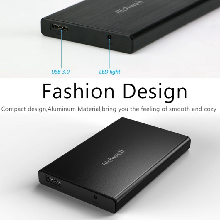 Frendorf | Richwell SATA R23-SATA-1TGB 2,5 Zoll USB3.0 Schnittstelle Mobile Festplatte, Kapazität: 1TB (Schwarz)