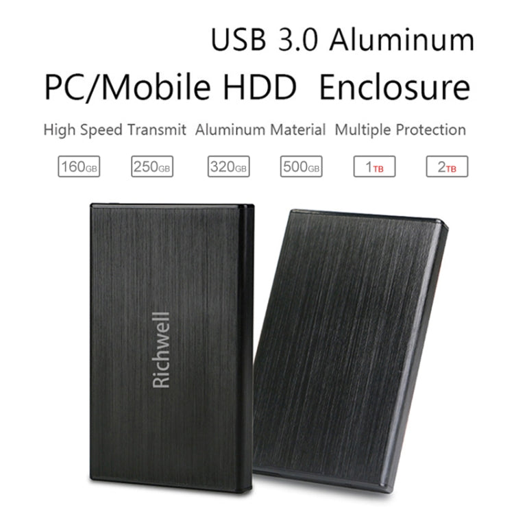 Frendorf | Richwell SATA R23-SATA-1TGB 2,5 Zoll USB3.0 Schnittstelle Mobile Festplatte, Kapazität: 1TB (Schwarz)