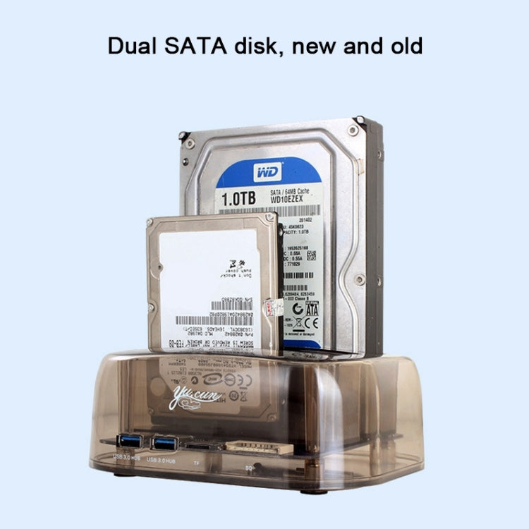 Frendorf | 2.5 / 3.5 Zoll USB3.0 Dual SATA HDD Gehäuse mit HUB & OTB-Funktion, Die maximale unterstützte Kapazität: 16TB